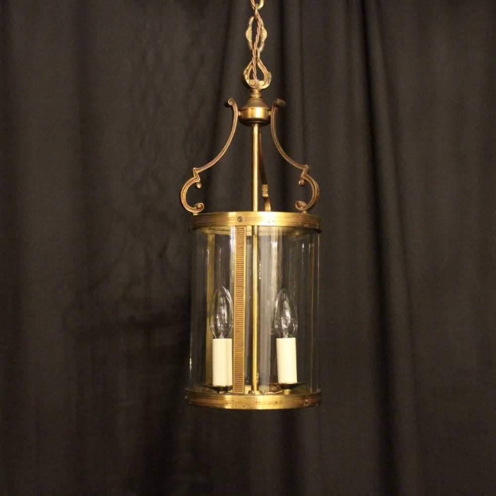 A French Gilded Twin Light Convex Antique Lantern