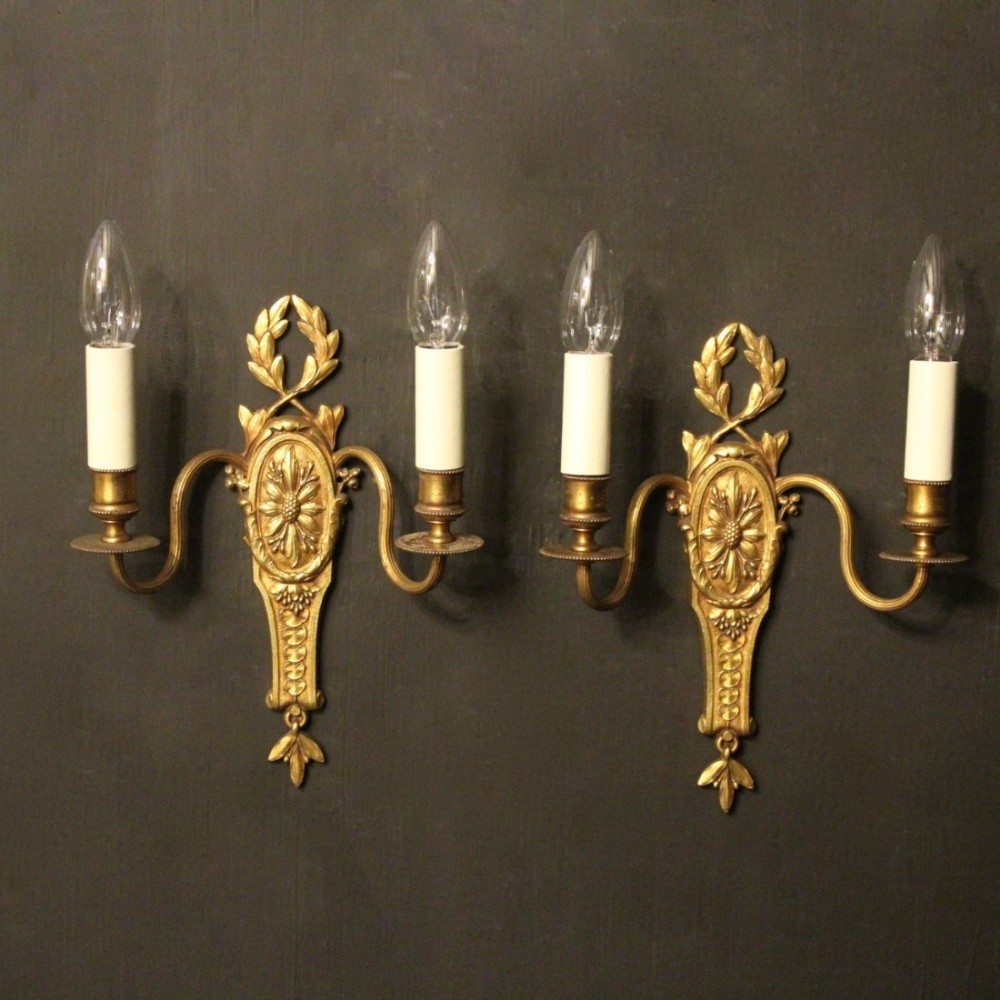A French Pair Of Bronze Antique Wall Lights