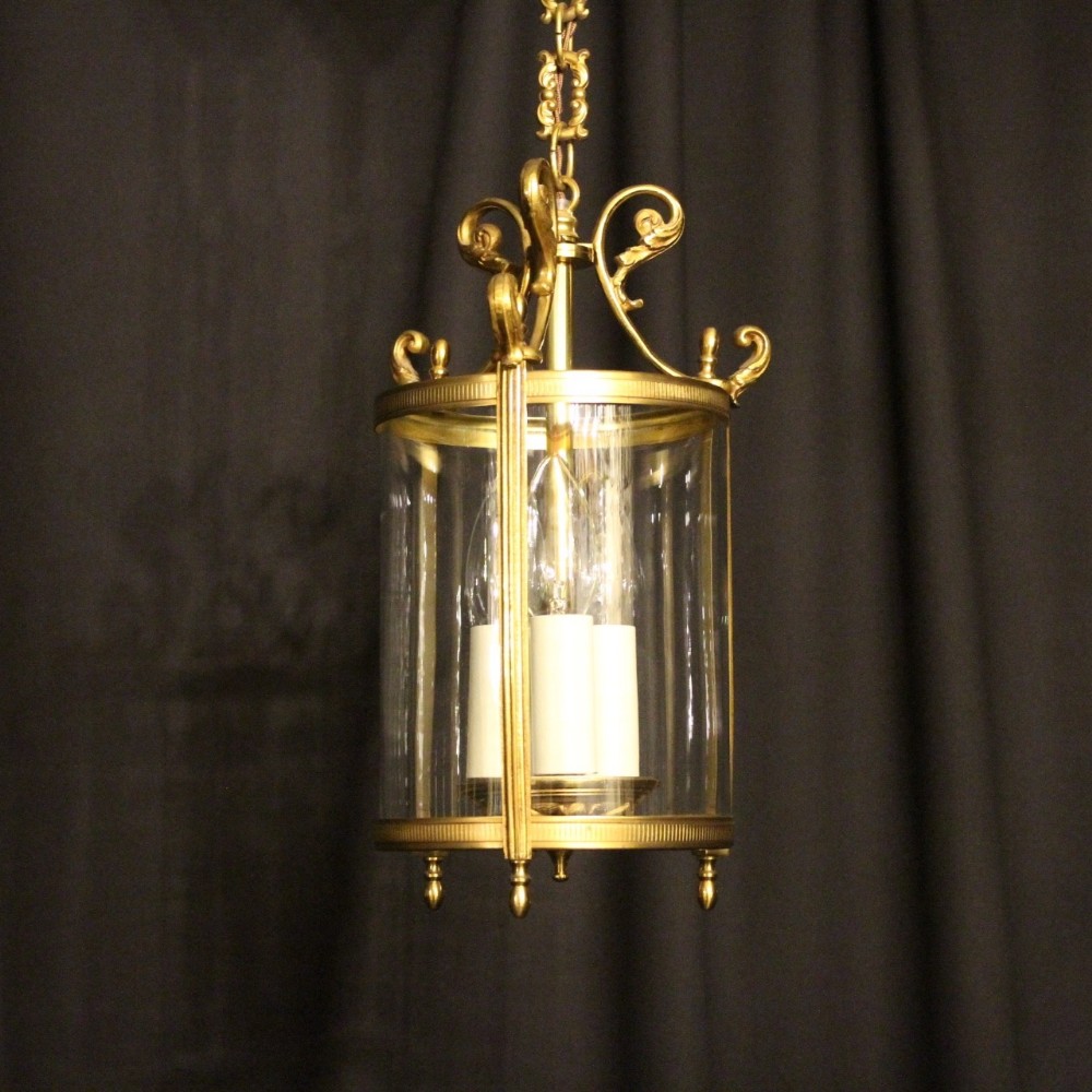 A Small French Pair Of Gilded Hall Lanterns
