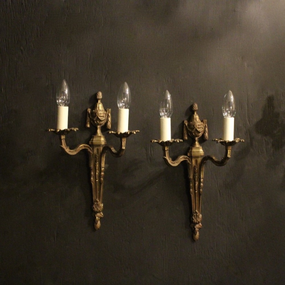 A French Pair Of Twin Arm Antique Wall Lights