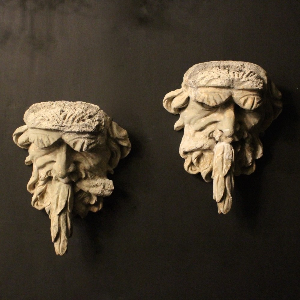 A French Pair Of Plaster Theatre Faces