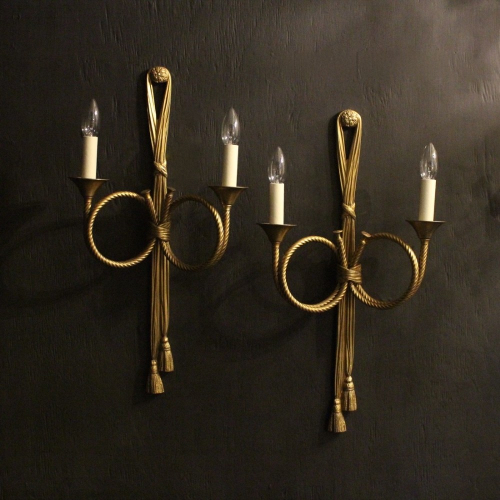 A French Pair Of Twin Arm Rope Wall Lights
