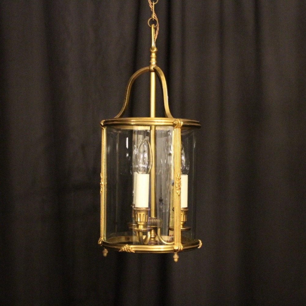 A French Gilded Triple Light Antique Lantern