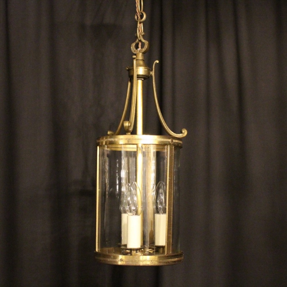 A French Gilded Triple Light Antique Lantern