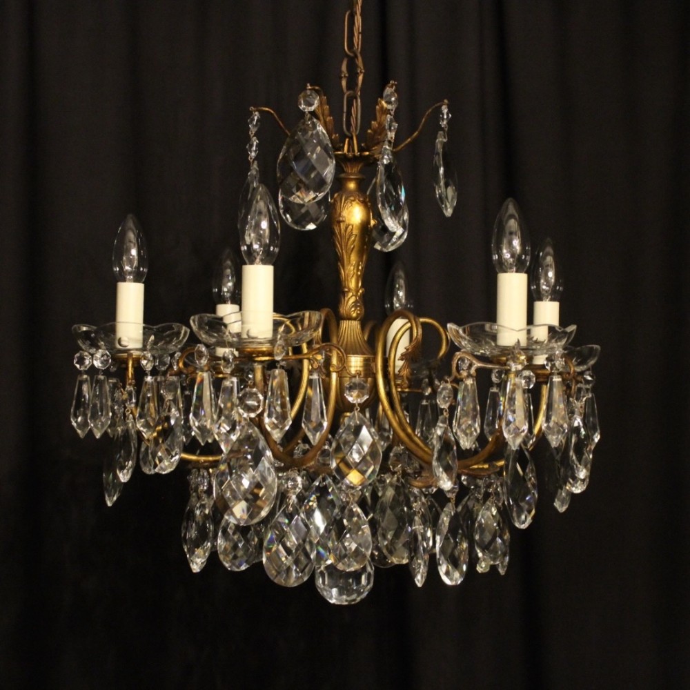 Italian Gilded 6 Light Antique Chandelier