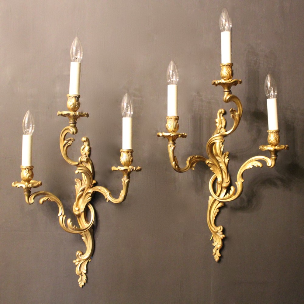 French Pair Of Gilded Antique Wall Lights