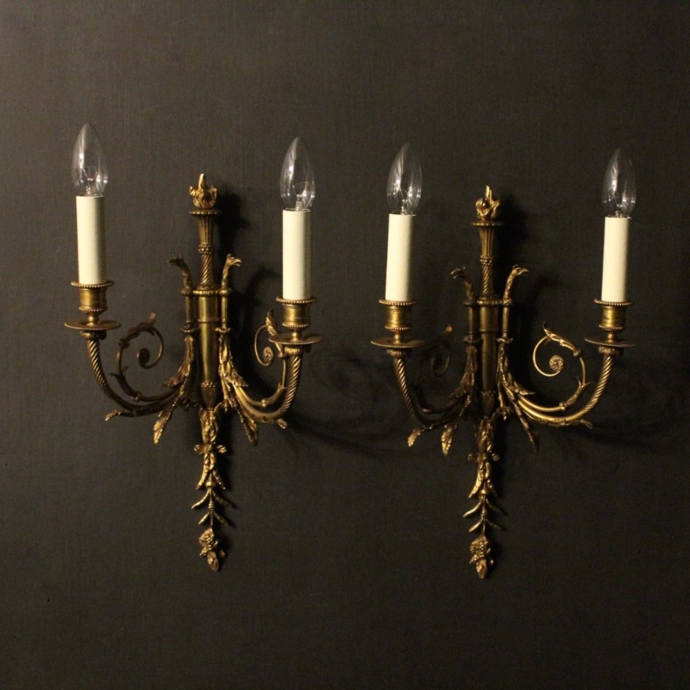 A French Pair Of Bronze Antique Wall Lights