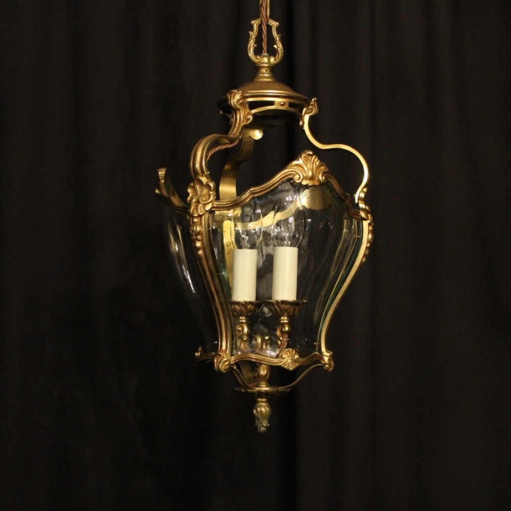 French Gilded Twin Light Hall Lantern