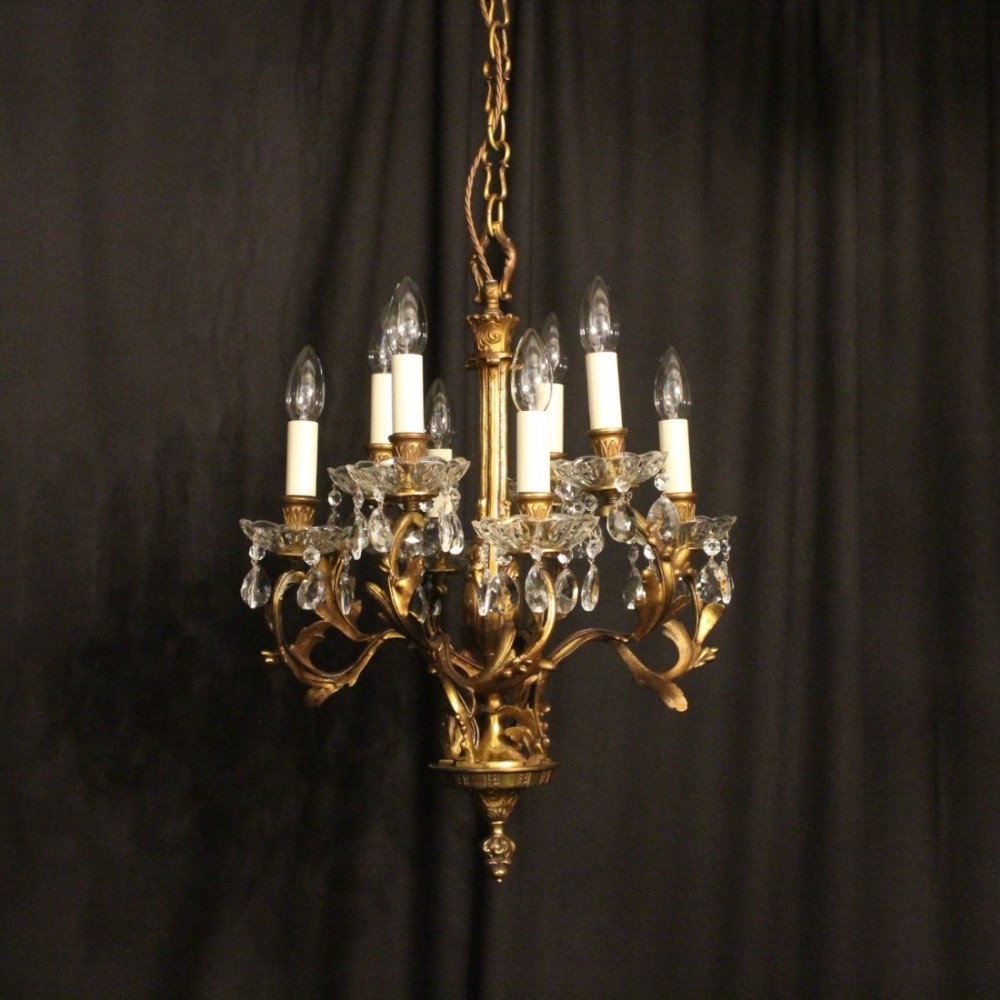 Italian Gilded 8 Light Antique Chandelier