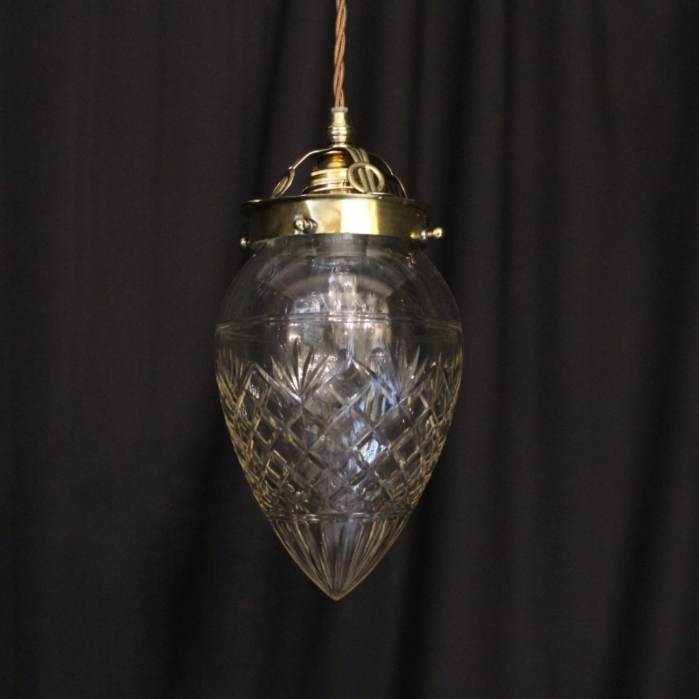 English Cut Glass Pendant Antique Light