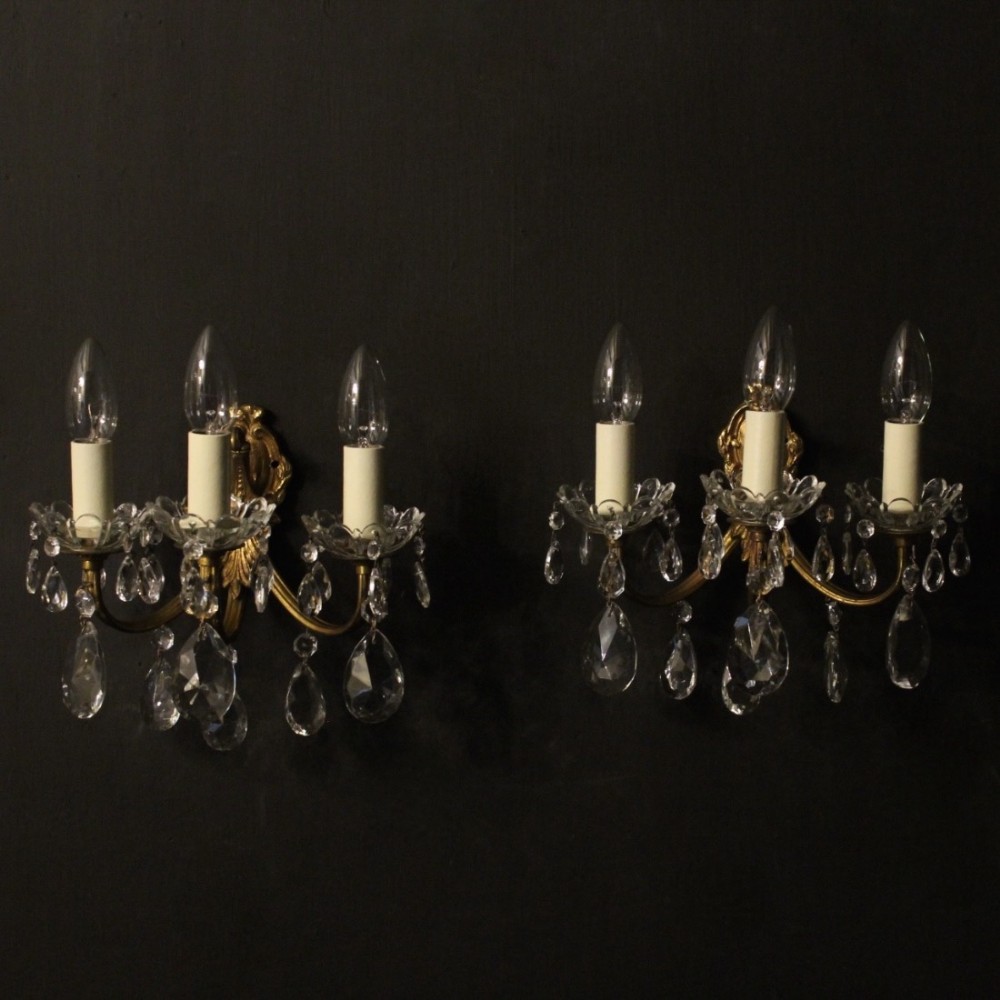 Italian Pair Of Triple Arm Wall Lights