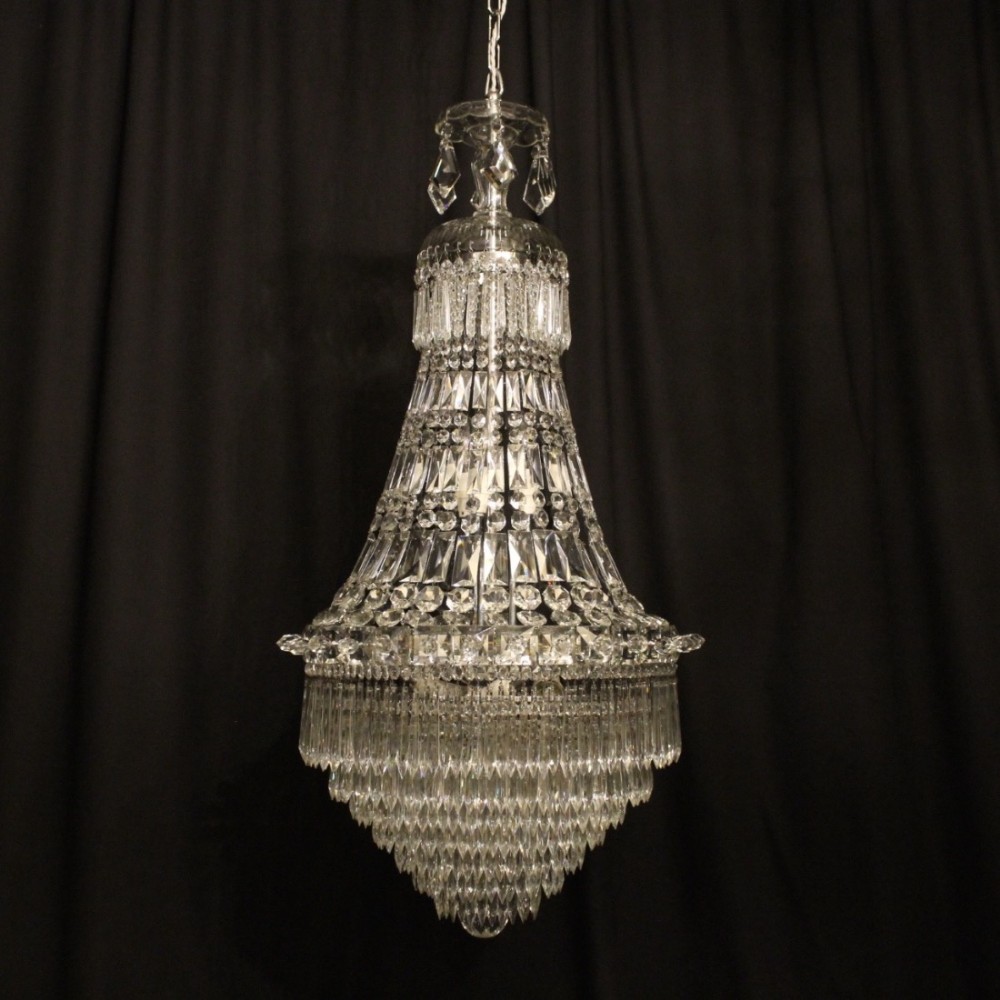 French Silver 12 Light Waterfall Chandelier