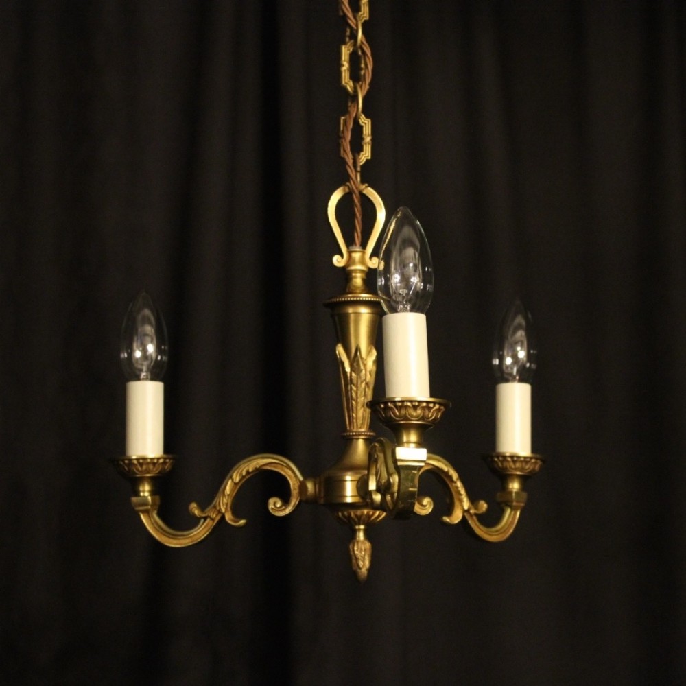 French Triple Light Gilded Chandelier