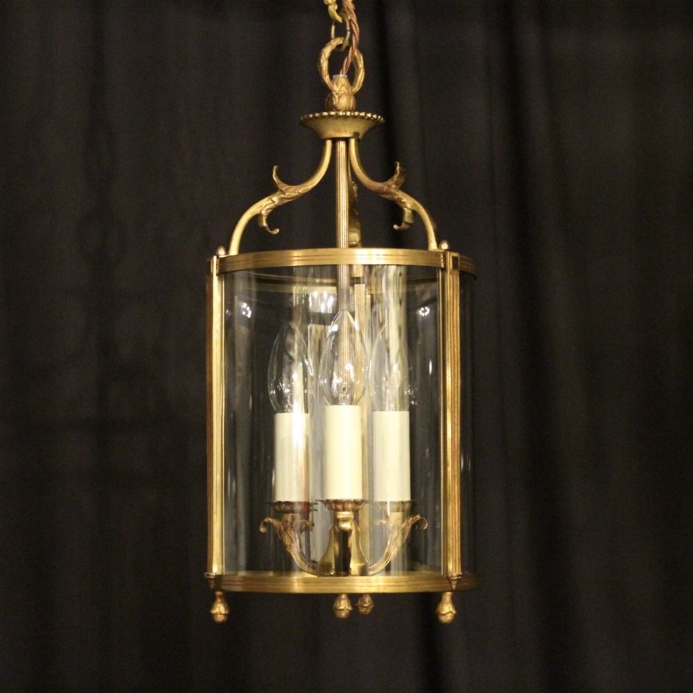 French Convex Triple Light Antique Lantern