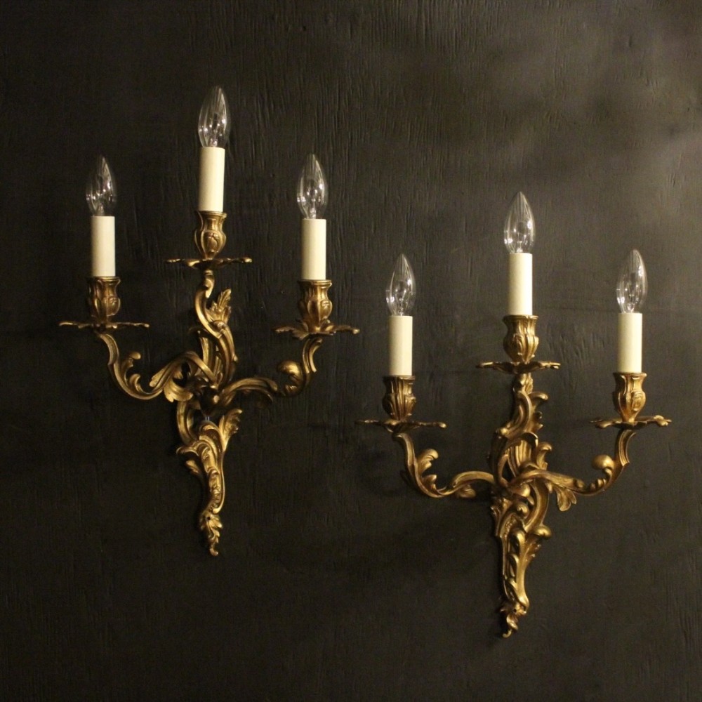 French Pair Of Bronze Antique Wall Lights