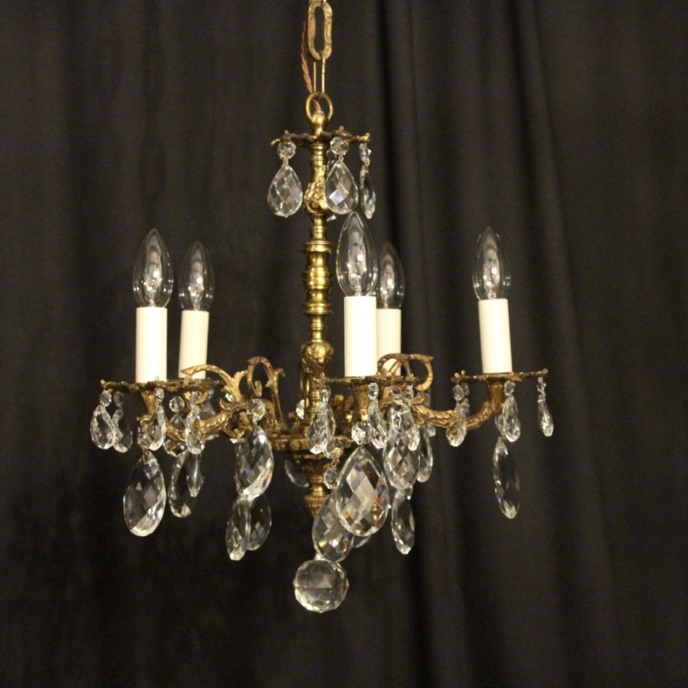 Italian Gilded 5 Light Antique Chandelier