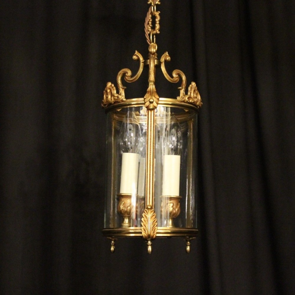 French Small Gilded Triple Light Lantern