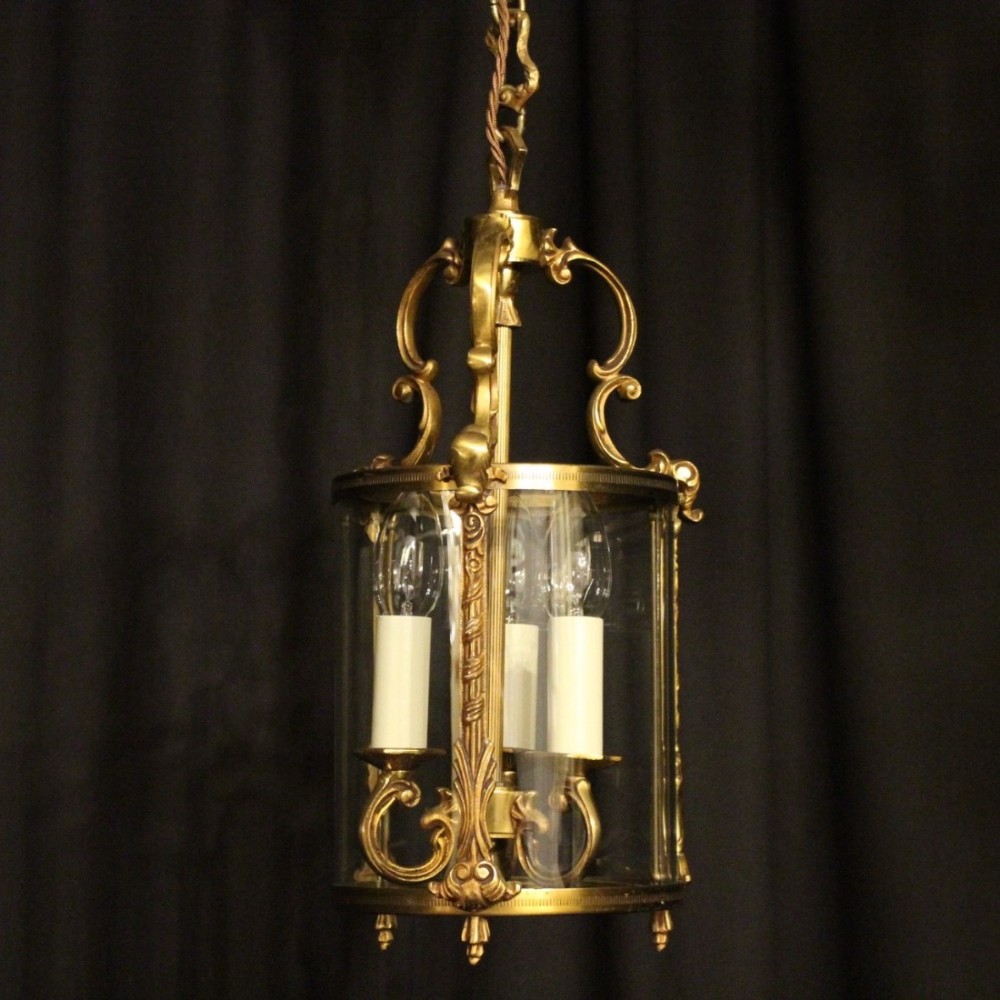 French Triple Light Antique Hall Lantern