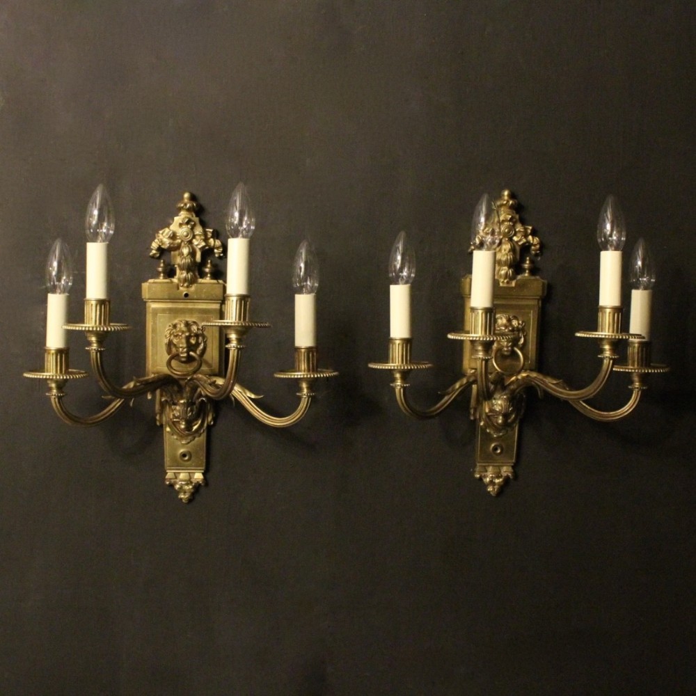 English Pair Of 4 Arm Antique Wall Lights