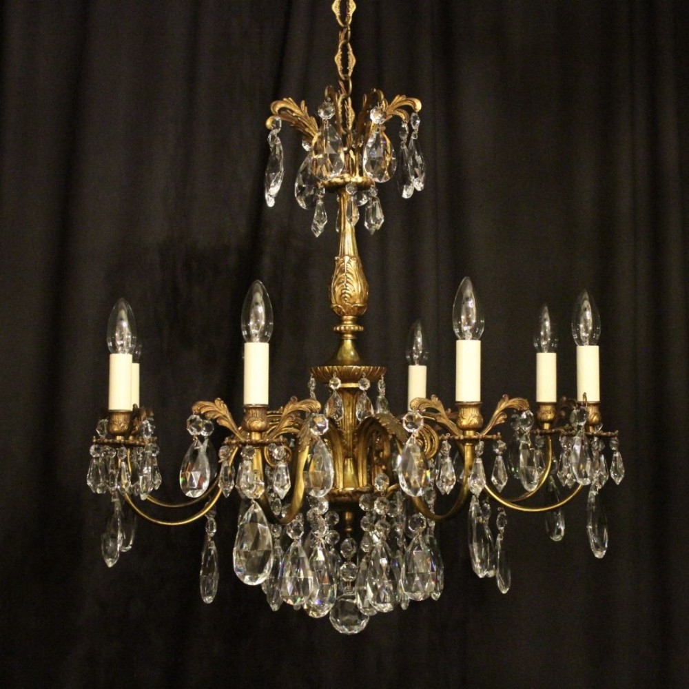 Italian Gilded 8 Light Antique Chandelier