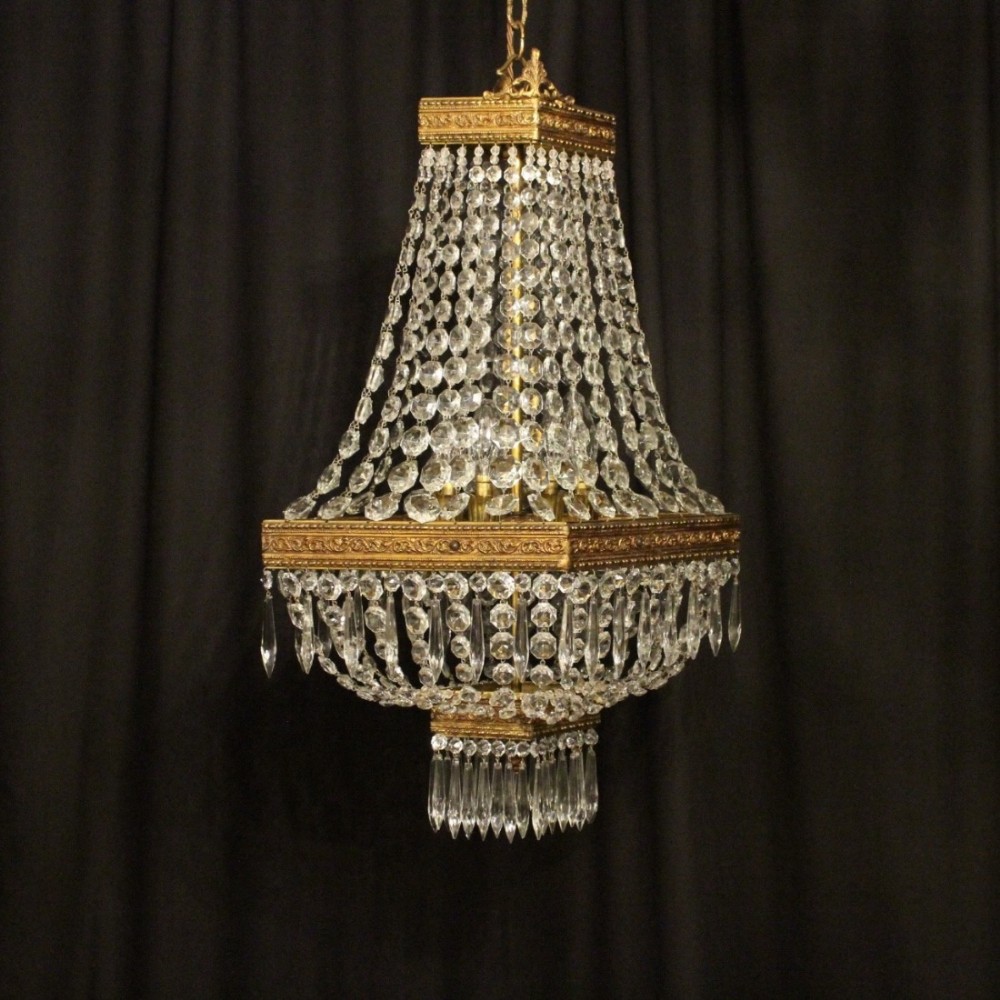 Italian Gilded 4 Light Tent Antique Chandelier