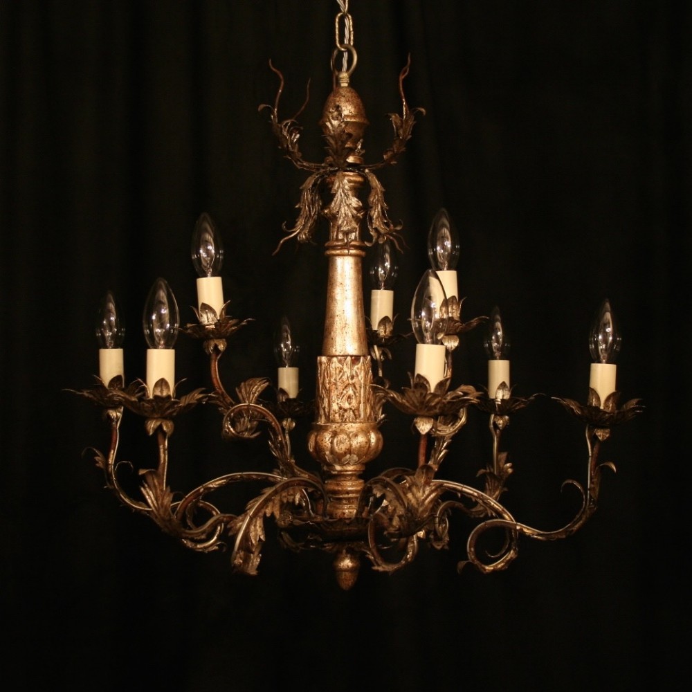 Italian Silver 9 Light Antique Chandelier