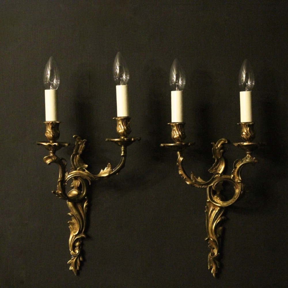 French Pair Of Gilded Antique Wall Lights