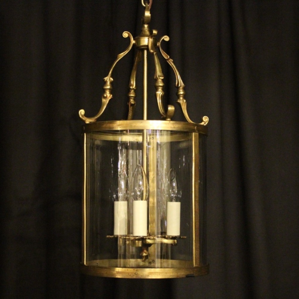French Gilded Triple Light Antique Lantern