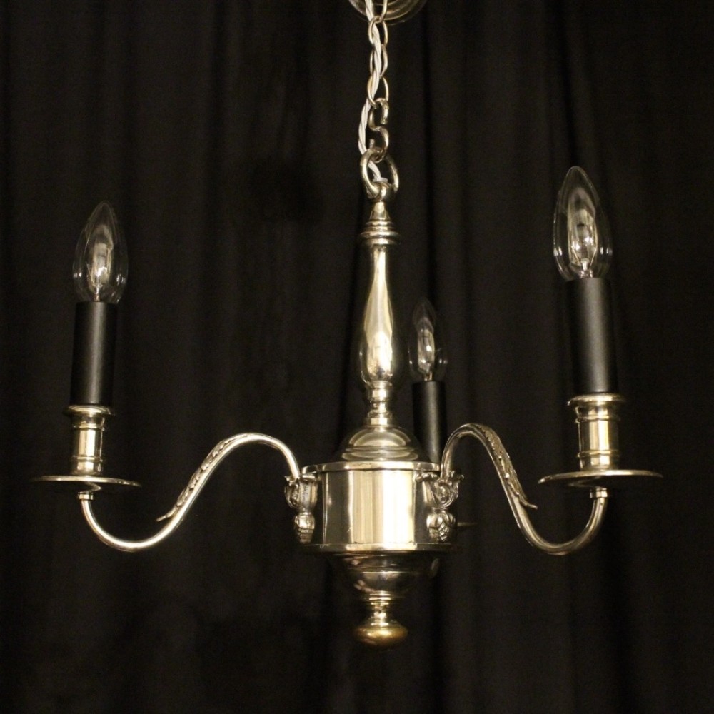 English Silver Triple Light Antique Chandelier