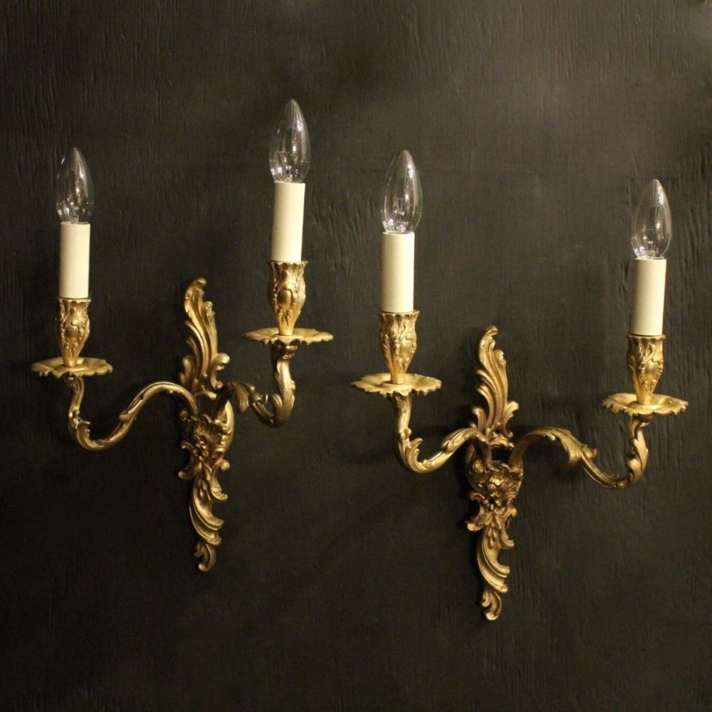 French Pair Of Gilded Antique Wall Sconces