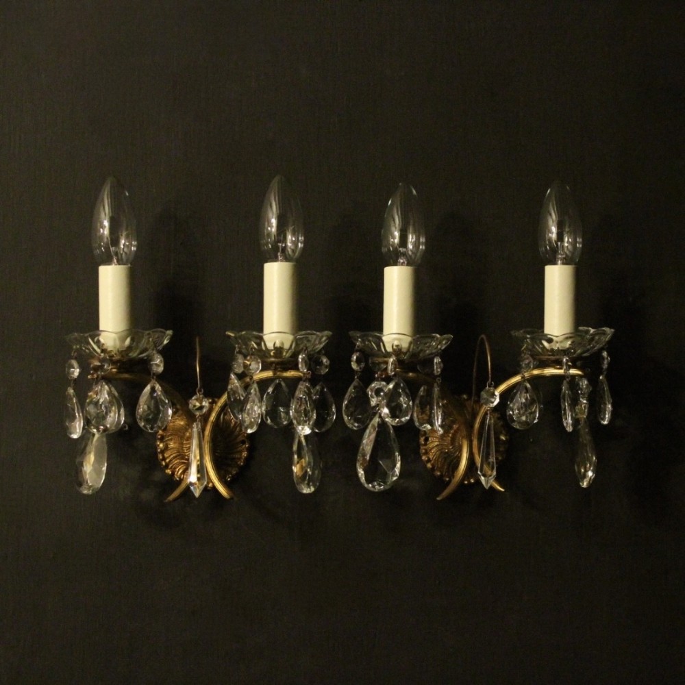 Italian Pair Of Gilded Twin Arm Wall Lights