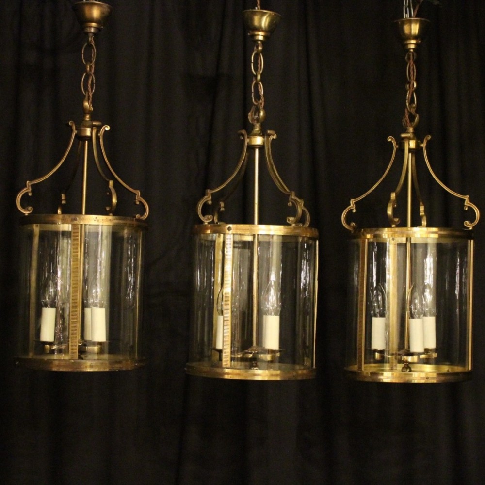 French Set Of Three Gilded Antique Lanterns