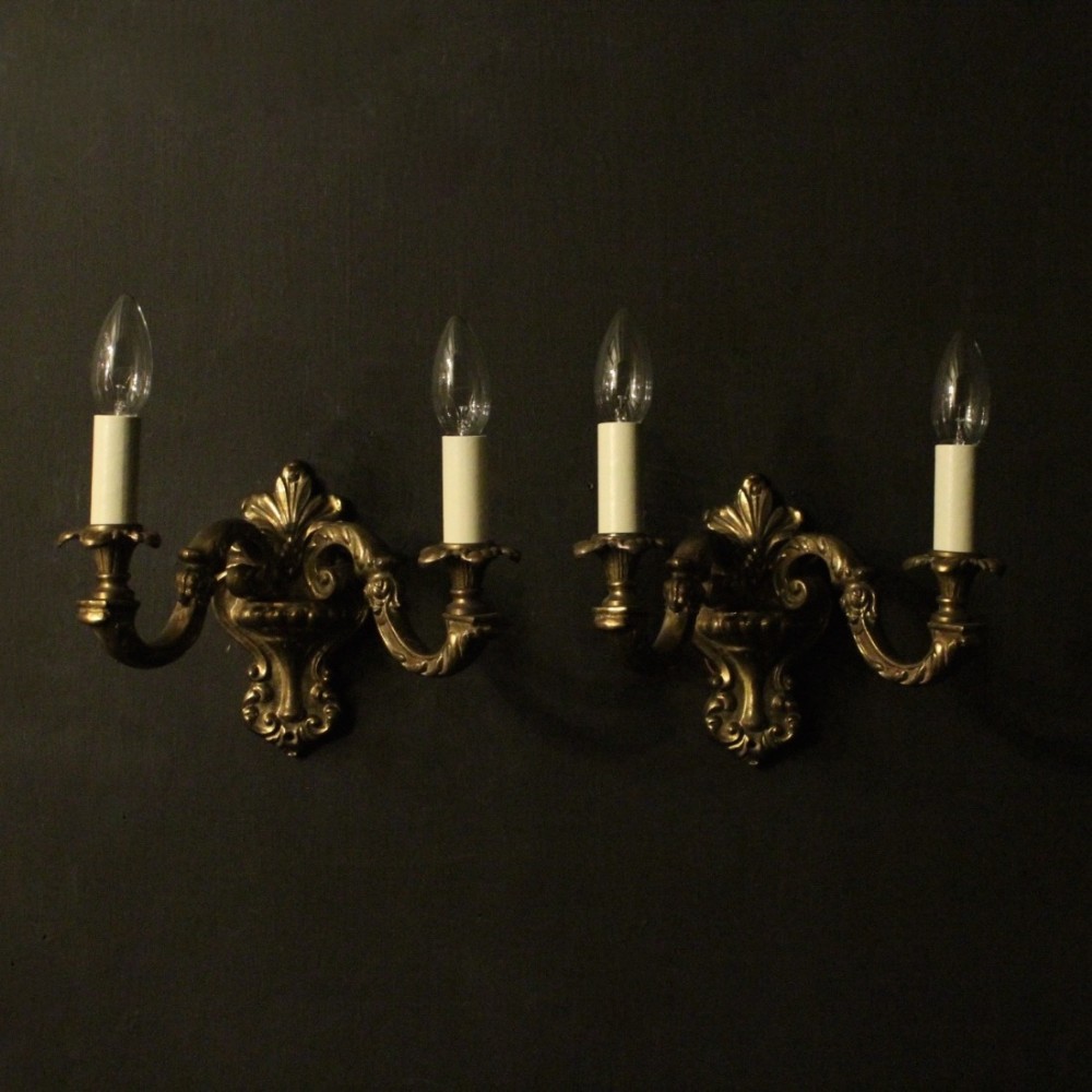 Italian Gilded Bronze Twin Arm Wall Lights
