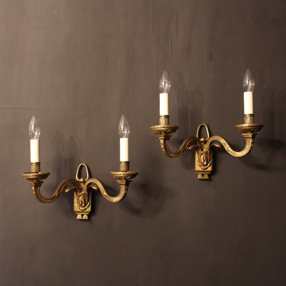 French Pair Of Bronze Antique Wall Lights