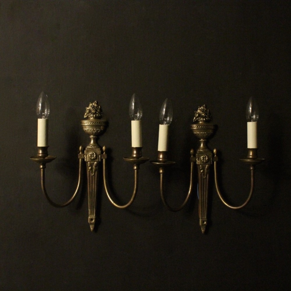 French Pair Of Twin Arm Antique Wall Lights