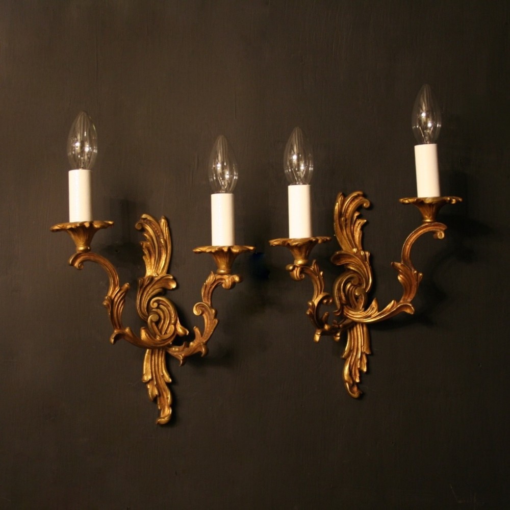 French Pair Of Gilded Antique Wall Lights