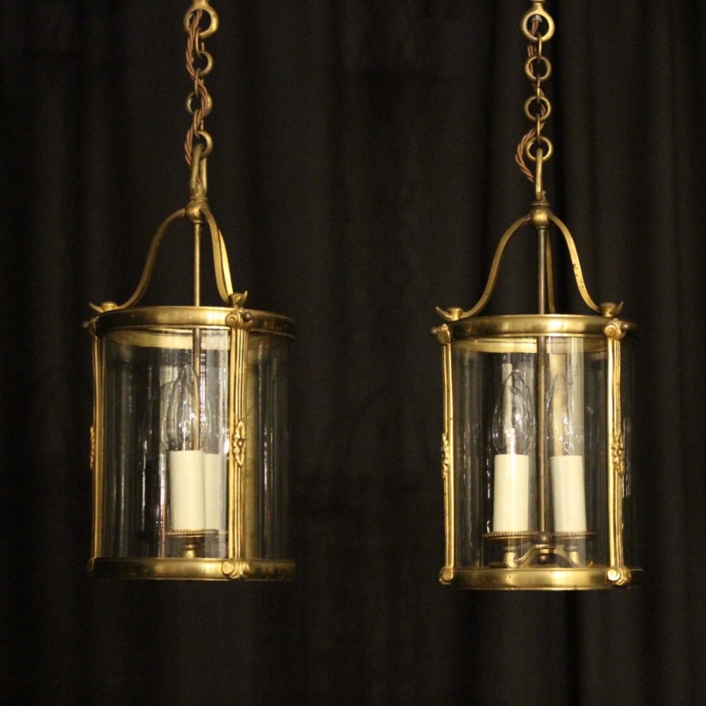 French Pair Of Gilded Antique Hall Lanterns