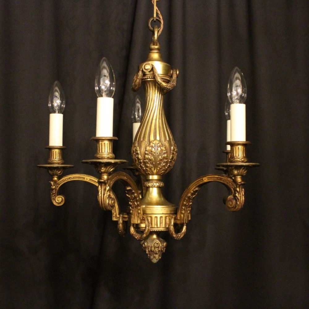 French Bronze 5 Light Antique Chandelier