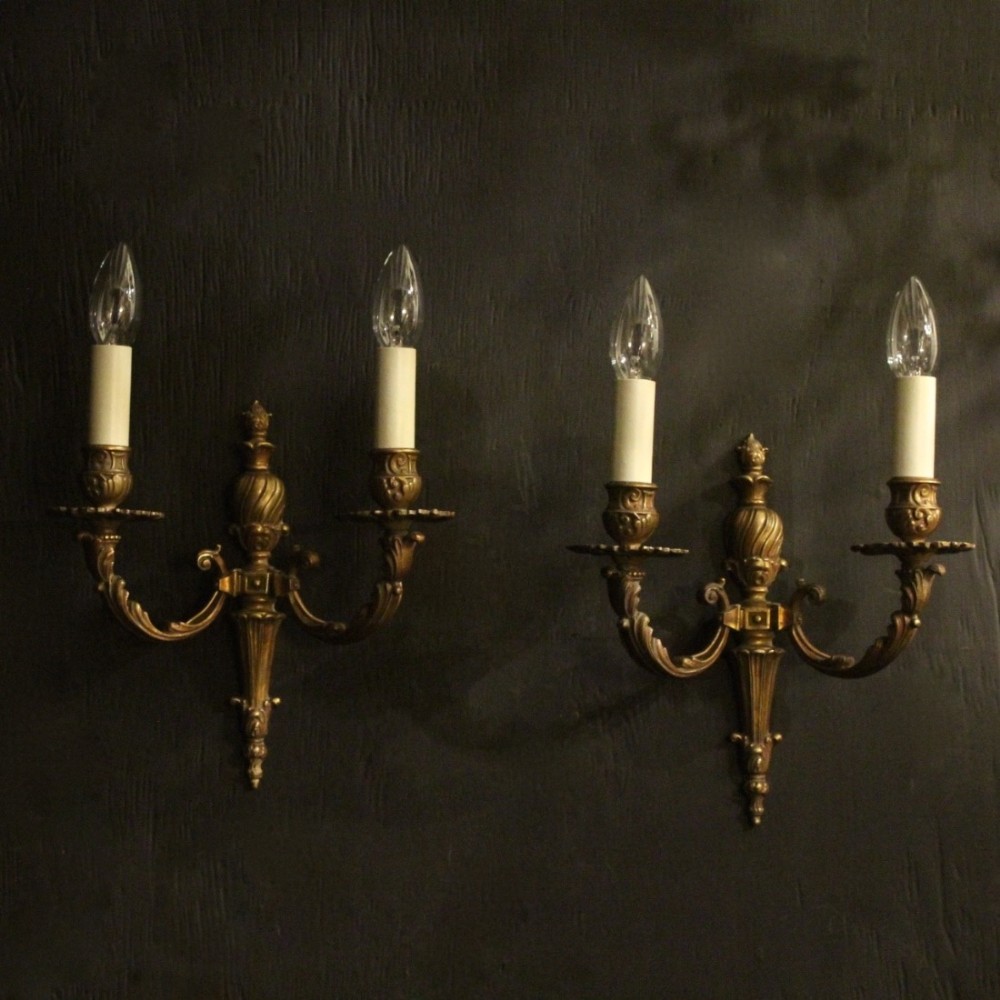 French Pair Of Gilded Antique Wall Sconces