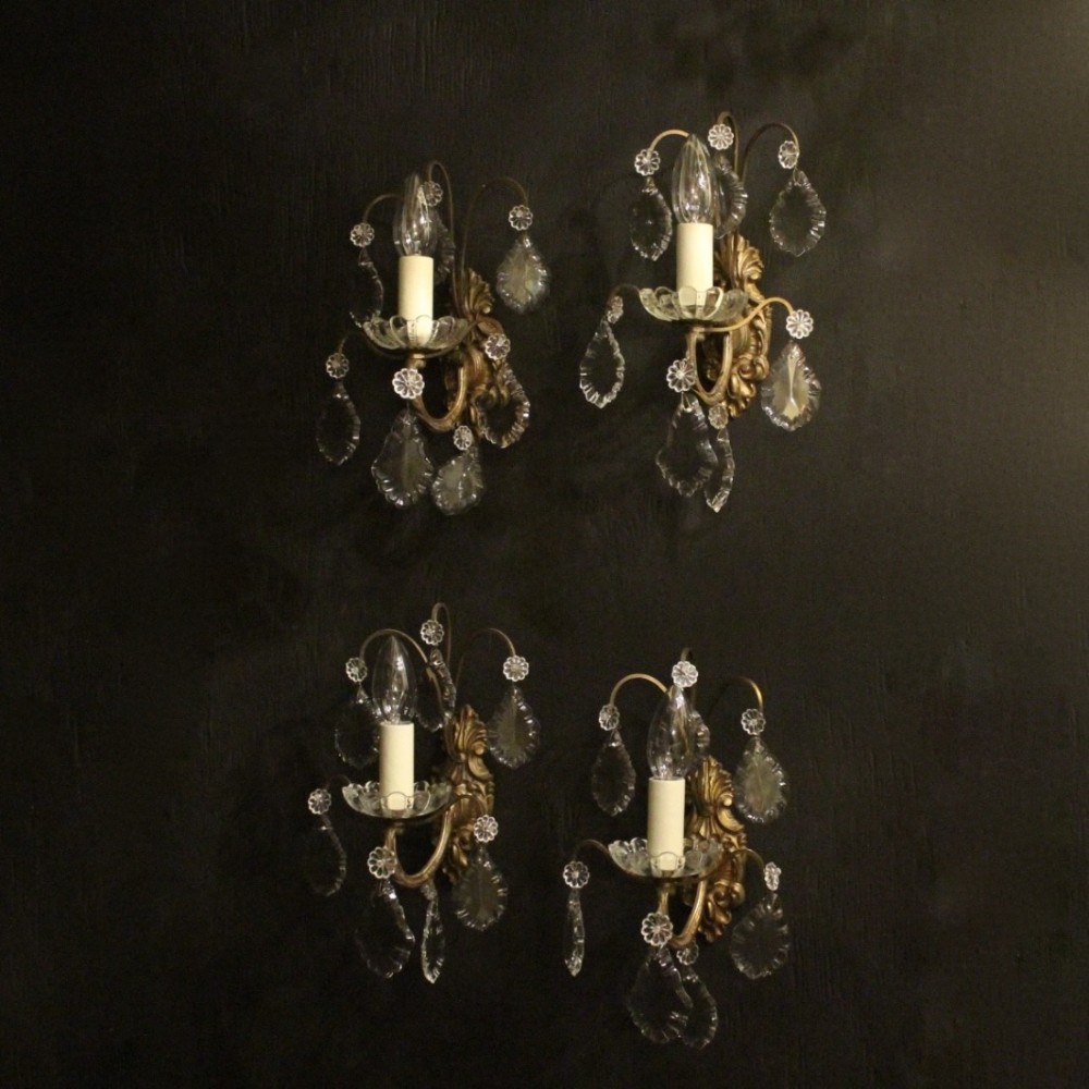 French Set Of 4 Gilded Antique Wall Lights