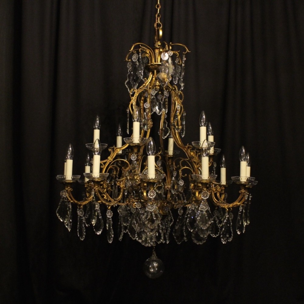 French Gilded Bronze 18 Light Antique Chandelier