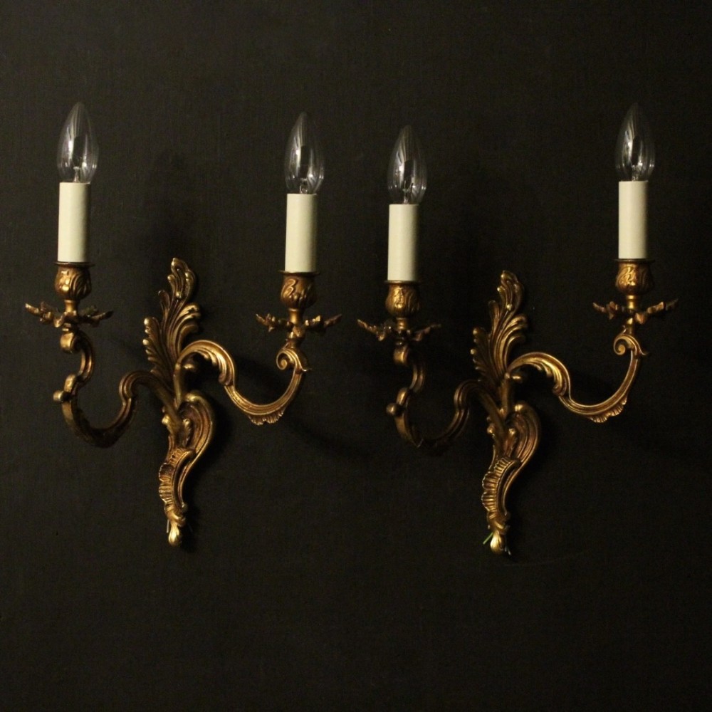 French Pair Of Gilded Antique Wall Lights