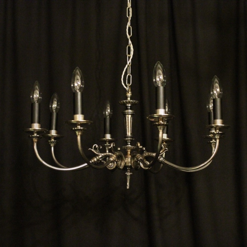 English Silver 8 Light Antique Chandelier
