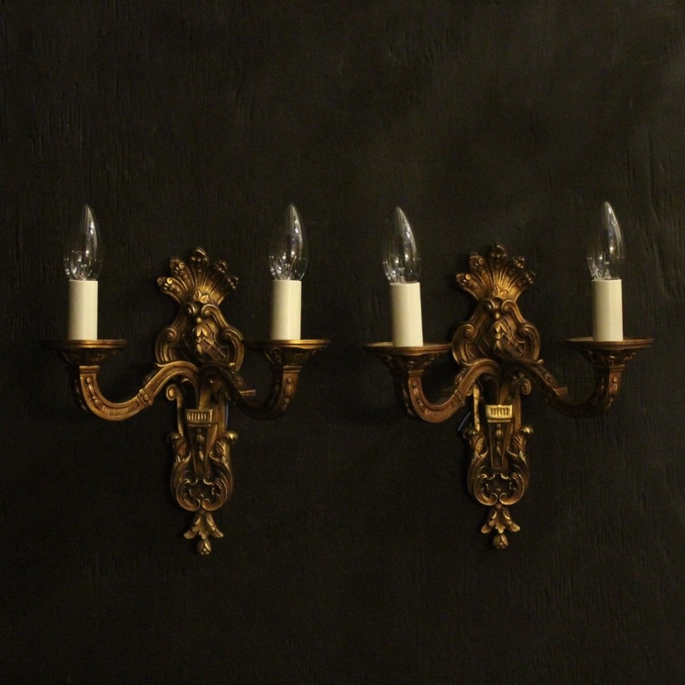 French Pair Of Bronze Antique Wall Lights