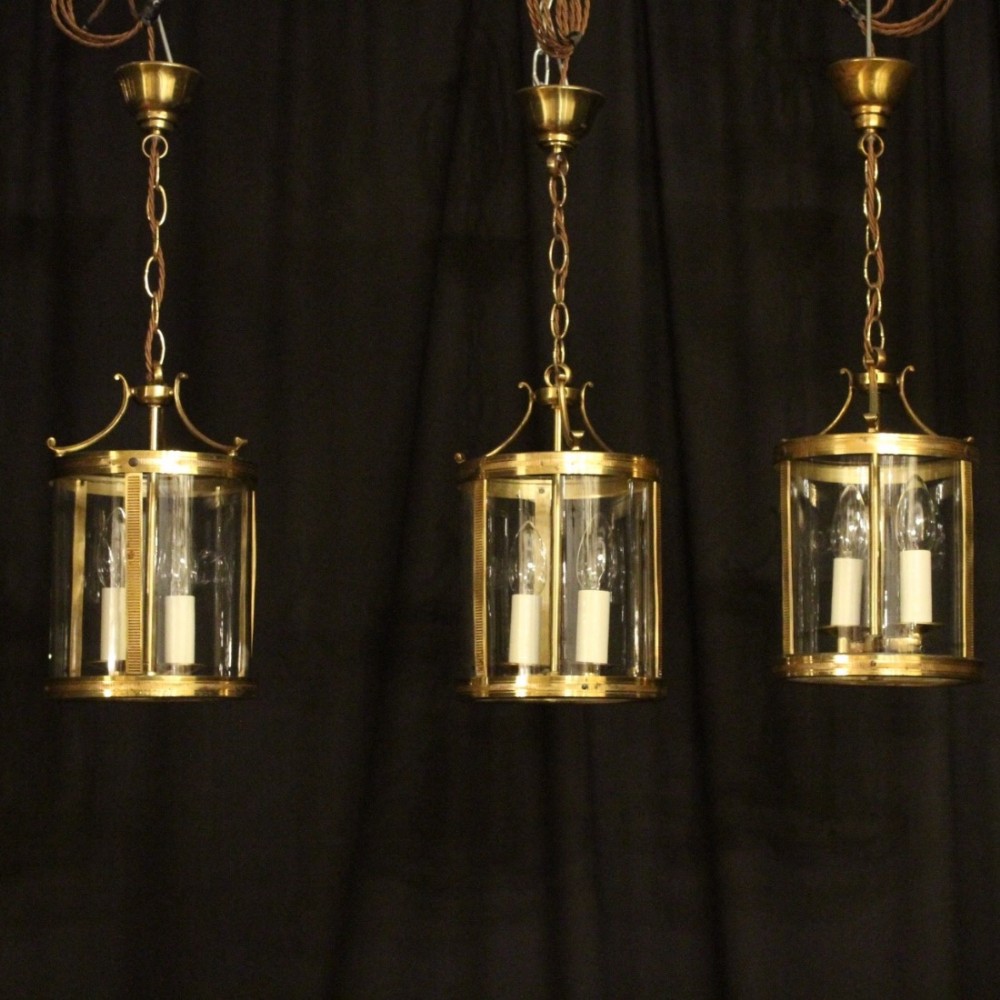 French Set Of Three Gilded Antique Lanterns