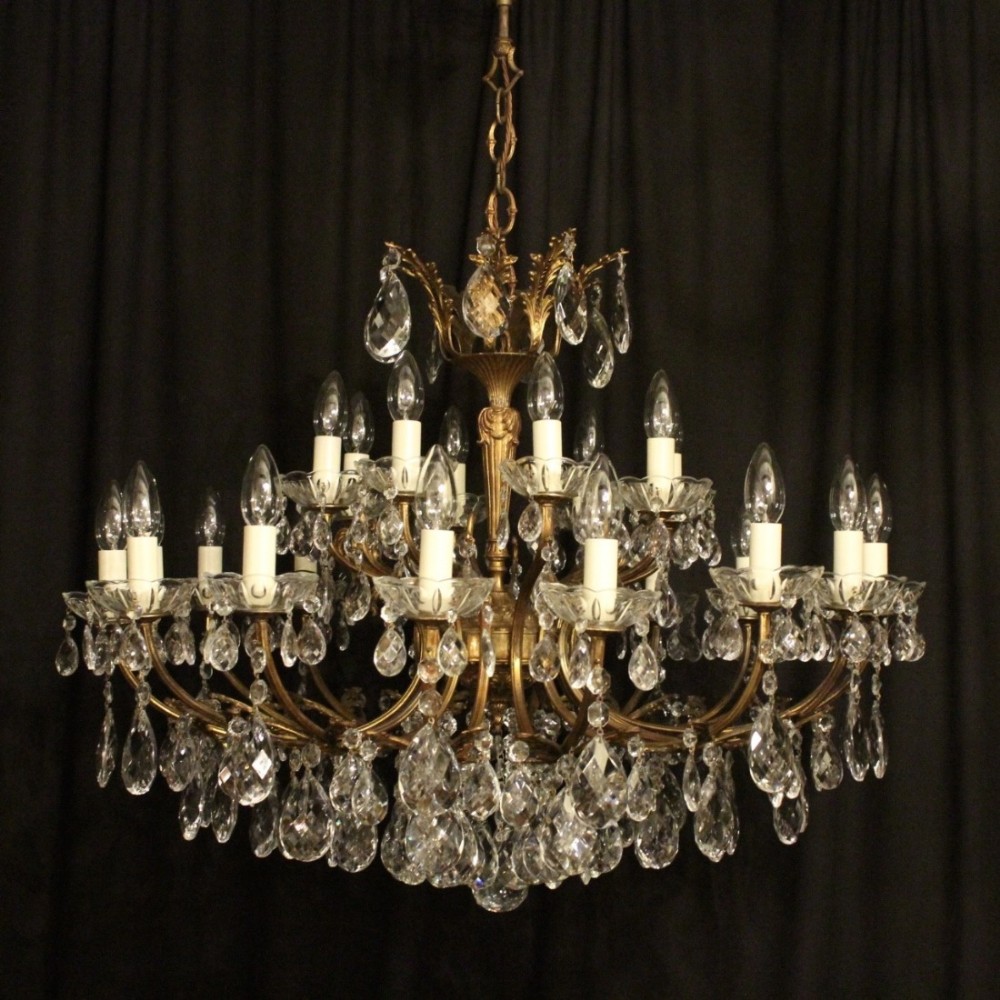 Italian Gilded 24 Light Double Tiered Chandelier