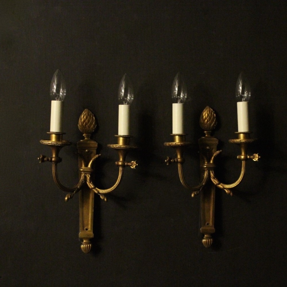 French Pair Of Bronze Antique Wall Lights