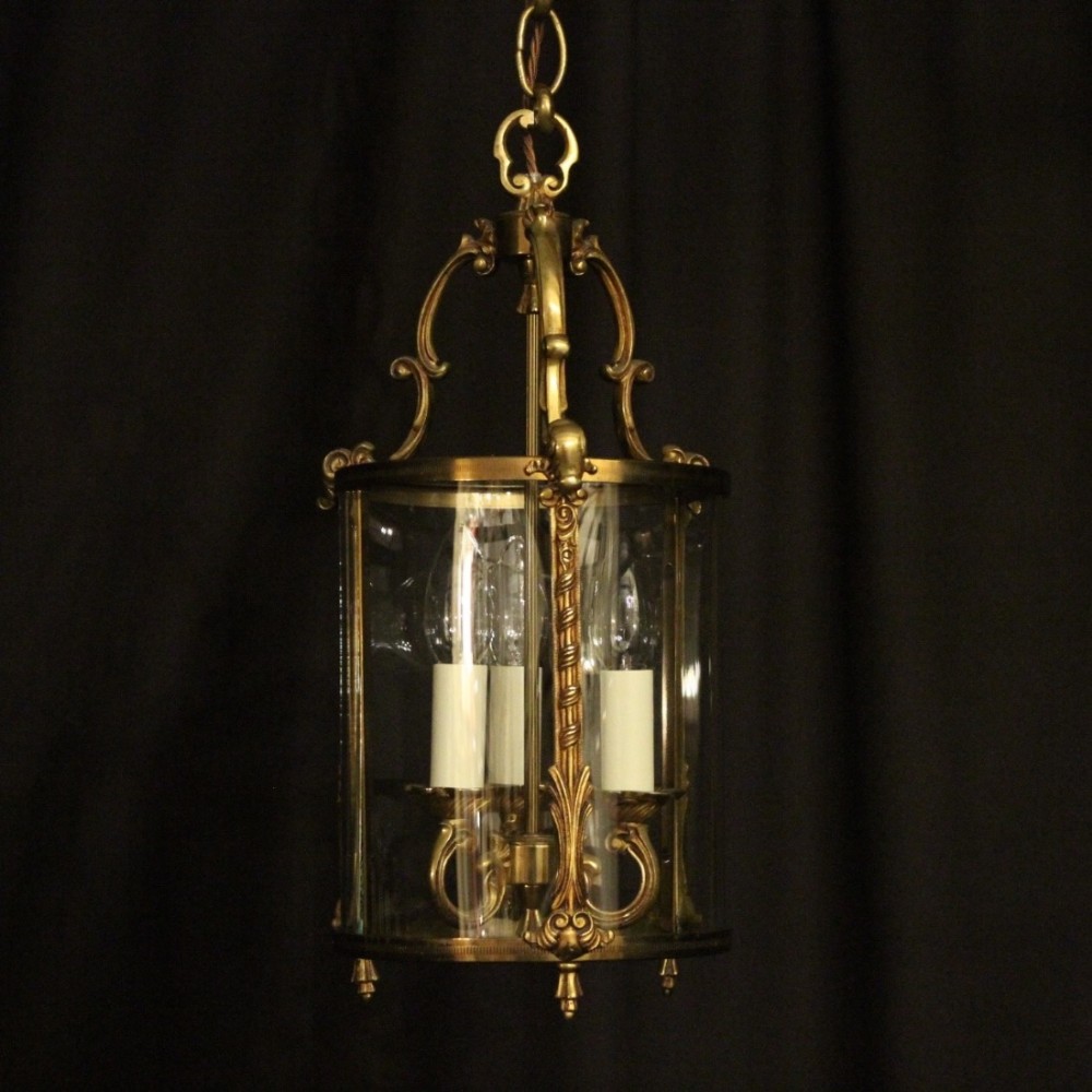 French Triple Light Antique Hall Lantern