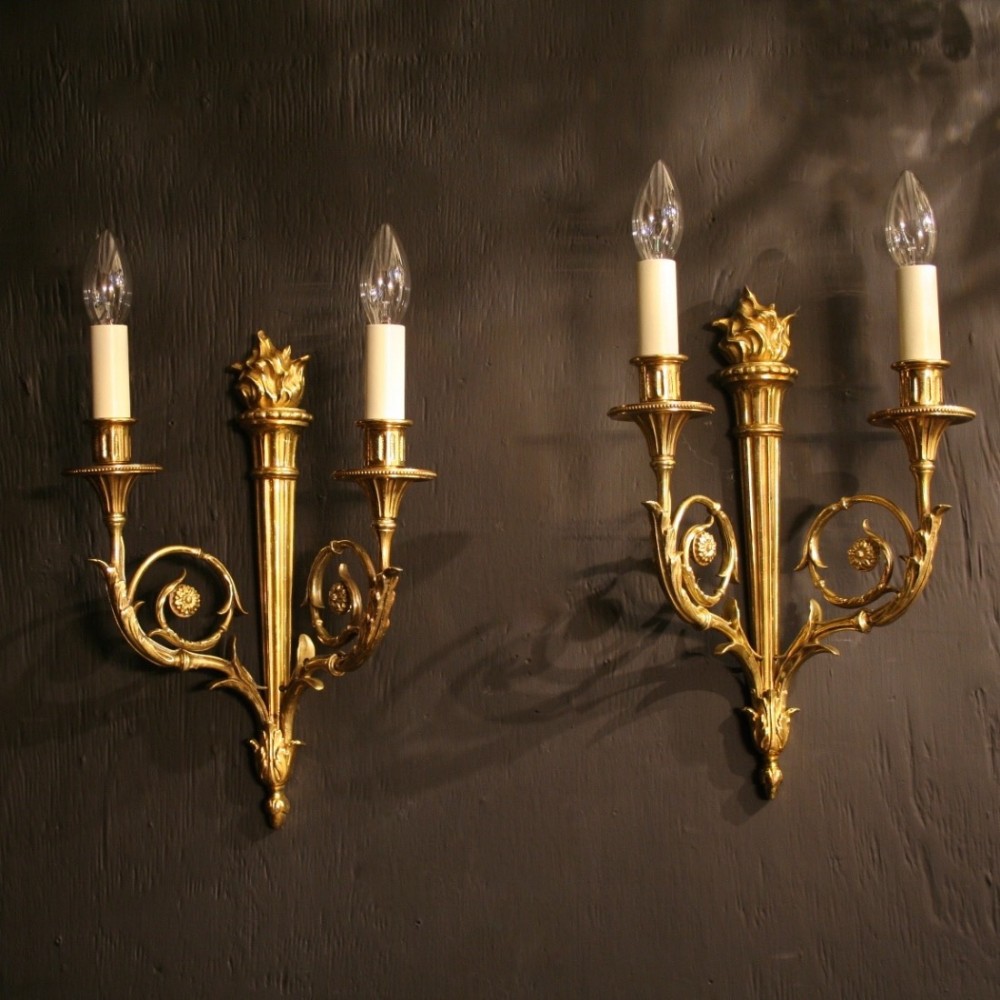 French Pair Of Gilded Antique Wall Lights