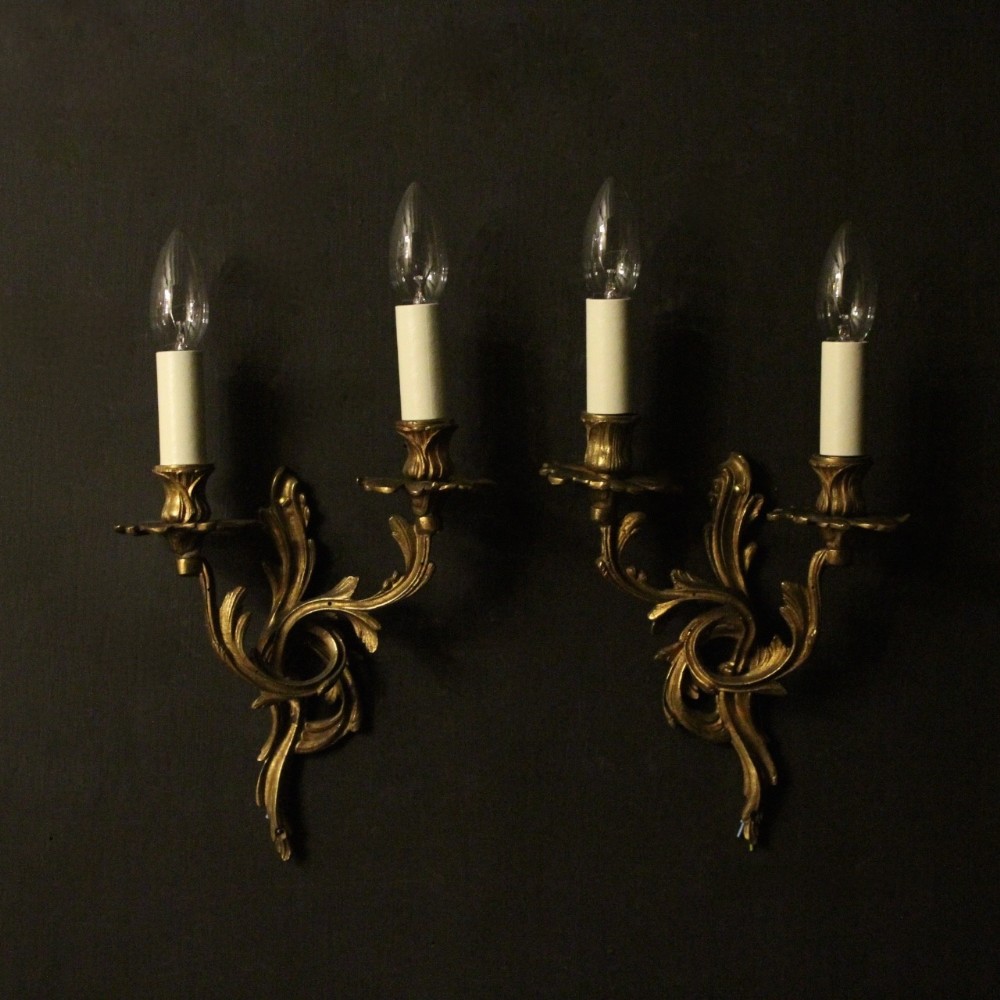 French Pair Of Gilded Antique Wall Lights
